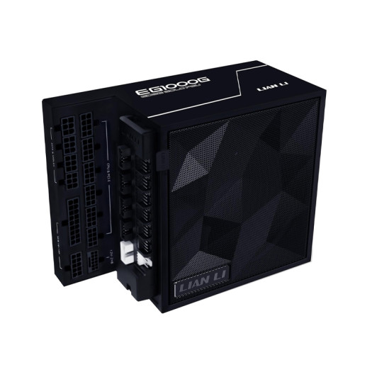 Lian Li Edge Series - 1000W Full Modular Power Supply (Fan USB Hub Included) - Gold - ATX 3.1 - PCIE 5.1 Support - 12V-2x6 Connector - L-Shape Design for Dual Chamber Case - Black (EG1000G.BH)